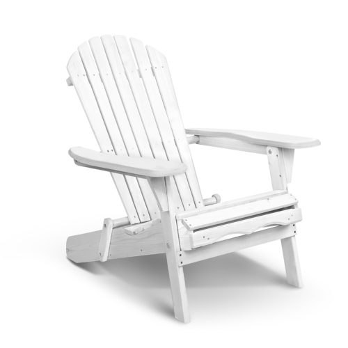 Outdoor Furniture Beach Chair Wooden Adirondack Patio Lounge Garden – White