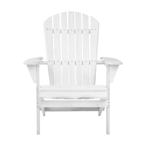 Outdoor Furniture Beach Chair Wooden Adirondack Patio Lounge Garden – White