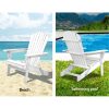 Outdoor Furniture Beach Chair Wooden Adirondack Patio Lounge Garden – White