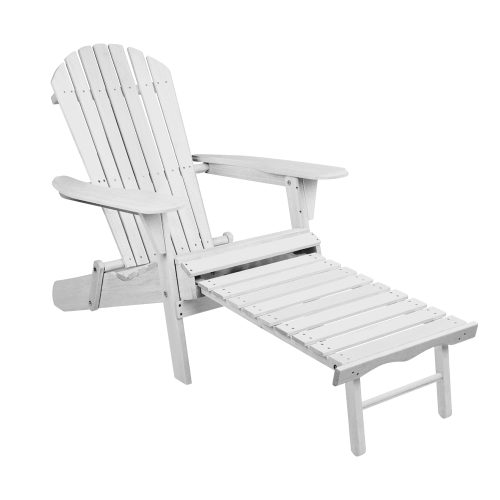 Adirondack Beach Chair with Ottoman – White – 2