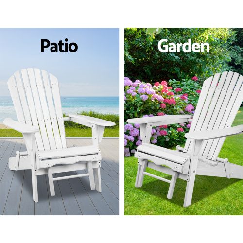 Adirondack Beach Chair with Ottoman – White – 2