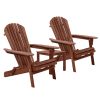 3 Piece Wooden Outdoor Beach Chair and Table Set – Brown