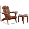 3 Piece Wooden Outdoor Beach Chair and Table Set – Brown