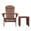 3 Piece Wooden Outdoor Beach Chair and Table Set – Brown