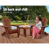 3 Piece Wooden Outdoor Beach Chair and Table Set – Brown