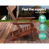 3 Piece Wooden Outdoor Beach Chair and Table Set – Brown