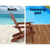 3 Piece Wooden Outdoor Beach Chair and Table Set – Brown