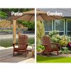 3 Piece Wooden Outdoor Beach Chair and Table Set – Brown