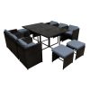 11 Piece PE Wicker Outdoor Dining Set – Black and Grey