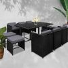 11 Piece PE Wicker Outdoor Dining Set – Black and Grey