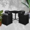 Outdoor Dining Set 5 Piece Wicker Table Chairs Setting Black