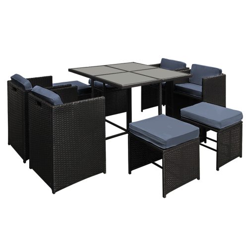 9 Piece Wicker Outdoor Dining Set