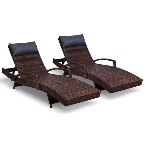 Outdoor Sun Lounge Furniture Day Bed Wicker Pillow Sofa Set