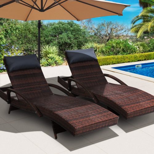 Outdoor Sun Lounge Furniture Day Bed Wicker Pillow Sofa Set