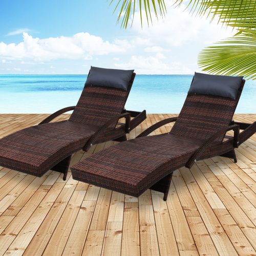 Outdoor Sun Lounge Furniture Day Bed Wicker Pillow Sofa Set