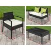 4 Seater Sofa Set Outdoor Furniture Lounge Setting Wicker Chairs Table Rattan Lounger Bistro Patio Garden Cushions Black – Without Cover