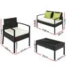 4 Seater Sofa Set Outdoor Furniture Lounge Setting Wicker Chairs Table Rattan Lounger Bistro Patio Garden Cushions Black – Without Cover