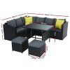 Outdoor Furniture Patio Set Dining Sofa Table Chair Lounge Wicker Garden – Black