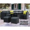 Outdoor Furniture Patio Set Dining Sofa Table Chair Lounge Wicker Garden – Black