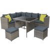 Outdoor Furniture Patio Set Dining Sofa Table Chair Lounge Wicker Garden – Grey