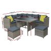 Outdoor Furniture Patio Set Dining Sofa Table Chair Lounge Wicker Garden – Grey
