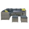 Outdoor Furniture Patio Set Dining Sofa Table Chair Lounge Wicker Garden – Grey