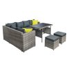 Outdoor Furniture Patio Set Dining Sofa Table Chair Lounge Wicker Garden – Grey