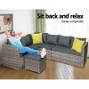 Outdoor Furniture Patio Set Dining Sofa Table Chair Lounge Wicker Garden – Grey