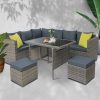 Outdoor Furniture Patio Set Dining Sofa Table Chair Lounge Wicker Garden – Grey