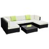 Sofa Set with Storage Cover Outdoor Furniture Wicker – 3 x Single Sofa + 2 x Corner Sofa + 1 x Table + 1 x Ottoman + 1 x storage cover