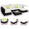 Sofa Set with Storage Cover Outdoor Furniture Wicker – 3 x Single Sofa + 2 x Corner Sofa + 1 x Table + 1 x Ottoman + 1 x storage cover