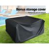 Sofa Set with Storage Cover Outdoor Furniture Wicker – 3 x Single Sofa + 2 x Corner Sofa + 1 x Table + 1 x Ottoman + 1 x storage cover