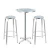 Outdoor Bistro Set Bar Table Stools Adjustable Aluminium Cafe 3PC – Round