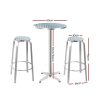 Outdoor Bistro Set Bar Table Stools Adjustable Aluminium Cafe 3PC – Round