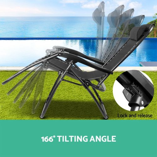 Zero Gravity Recliner Chairs Outdoor Sun Lounge Beach Chair Camping