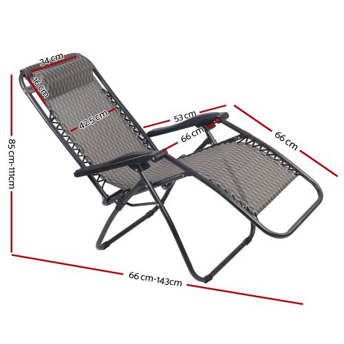 Zero Gravity Recliner Chairs Outdoor Sun Lounge Beach Chair Camping
