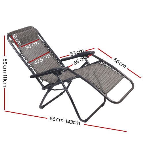 Zero Gravity Recliner Chairs Outdoor Sun Lounge Beach Chair Camping