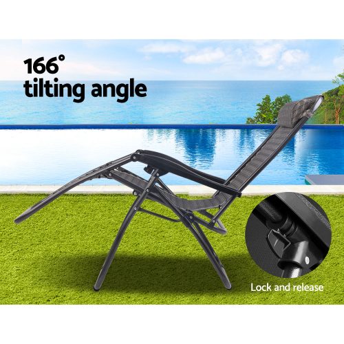 Zero Gravity Recliner Chairs Outdoor Sun Lounge Beach Chair Camping