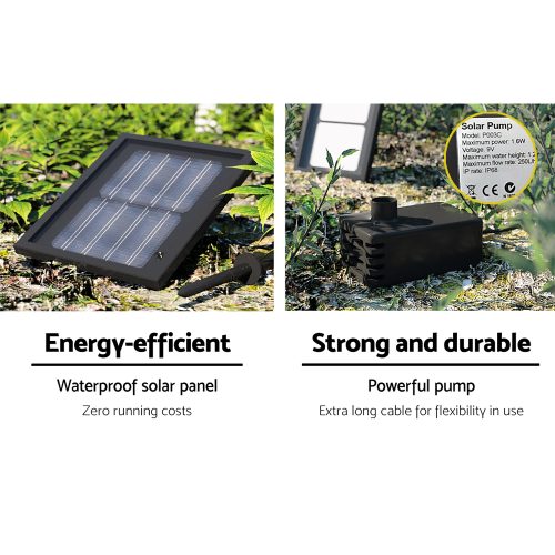 3 Tier Solar Powered Water Fountain – Black