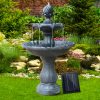 3 Tier Solar Powered Water Fountain – Black
