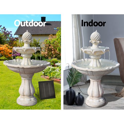 3 Tier Solar Powered Water Fountain – Ivory