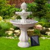 3 Tier Solar Powered Water Fountain – Ivory