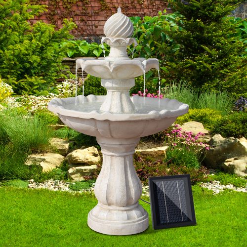 3 Tier Solar Powered Water Fountain – Ivory