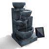 4 Tier Solar Powered Water Fountain with Light – Blue
