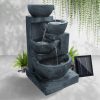 4 Tier Solar Powered Water Fountain with Light – Blue
