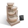 4 Tier Solar Powered Water Fountain with Light – Sand Beige