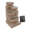 4 Tier Solar Powered Water Fountain with Light – Sand Beige