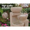 4 Tier Solar Powered Water Fountain with Light – Sand Beige