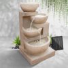 4 Tier Solar Powered Water Fountain with Light – Sand Beige
