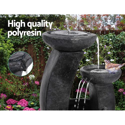 Solar Water Feature with LED Lights 3 Tiers 70cm